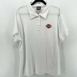 Harley Davidson Womens Polo Shirt White 100% Cotton 1W